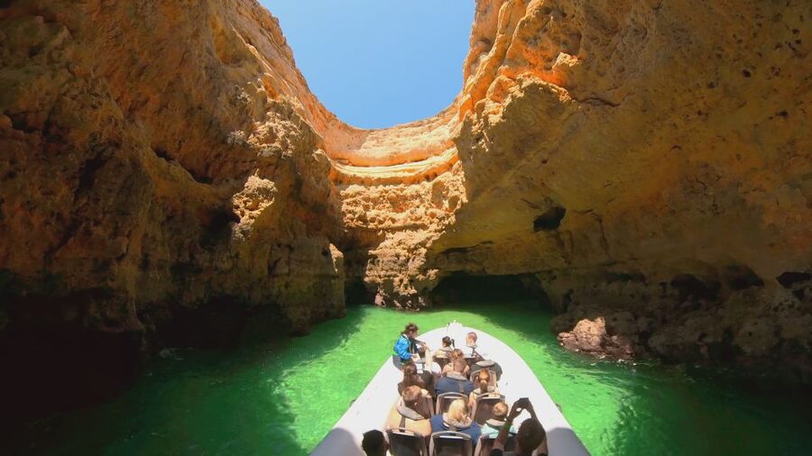 Albufeira: Benagil Cave and Dolphin Sightseeing Boat Cruise - Senhora da Rocha, Albandeira caves, and Marinha Beach: where the route gets creative