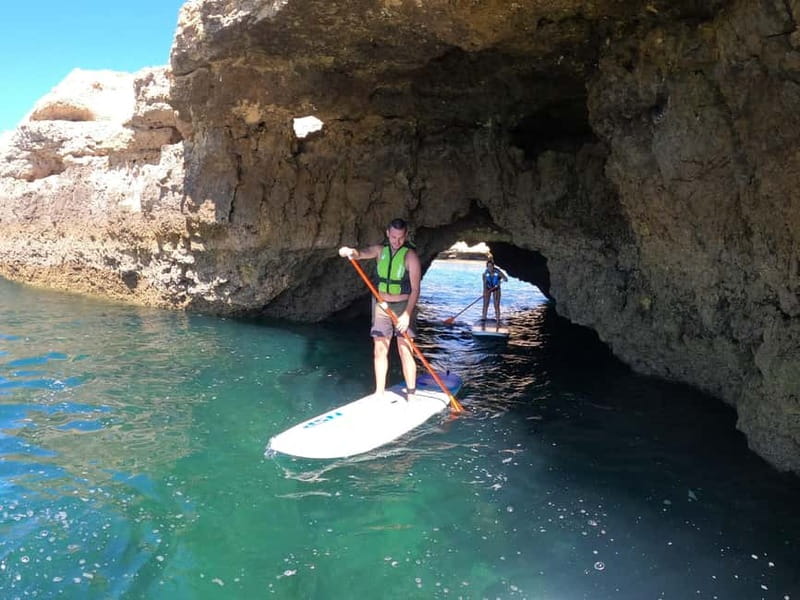 Albufeira: Caves and cliffs Paddleboarding (SUP) Tour - Before you go out: the lesson, the safety brief, and the gear