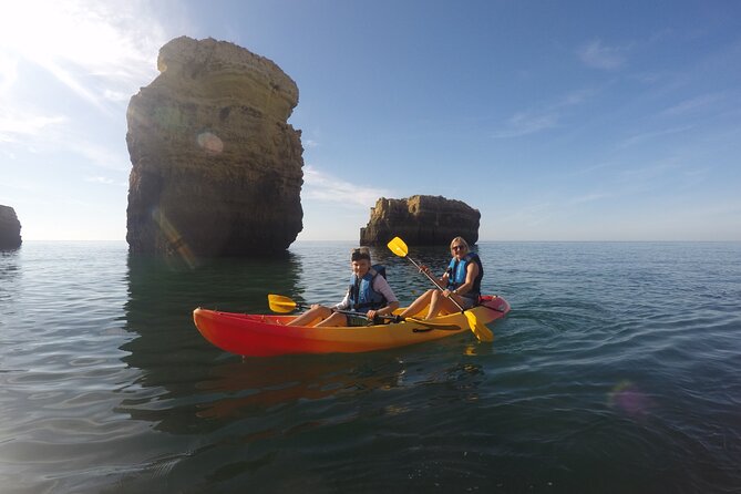 Albufeira Kayak Cave Tour – Hidden Beaches & Cliffs - Stop One, Praia da Coelhinha: First Contact With the Cliffline
