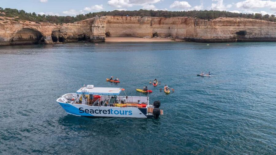 Albufeira Marina: Benagil Cave to Marinha Beach Kayak Tour - Catamaran to Benagil, then kayak to Marinha Beach