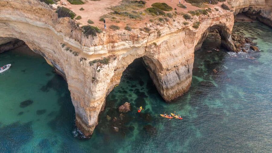 Albufeira Marina: Benagil Cave to Marinha Beach Kayak Tour - Swim breaks that depend on the water