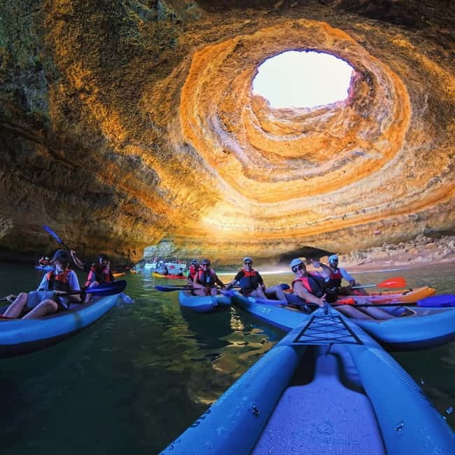 Benagil: Guided Kayak Tour inside caves and Praia da Marinha - The 2-hour plan: O Litoral to caves, then back to Benagil beach