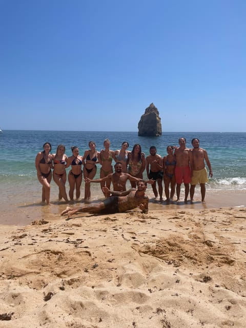 From Faro: Benagil, Algar Seco, 7 Hanging Valleys, & Marinha - Praia da Marinha: swimming time, sunbathing, and a chance to jump if you want