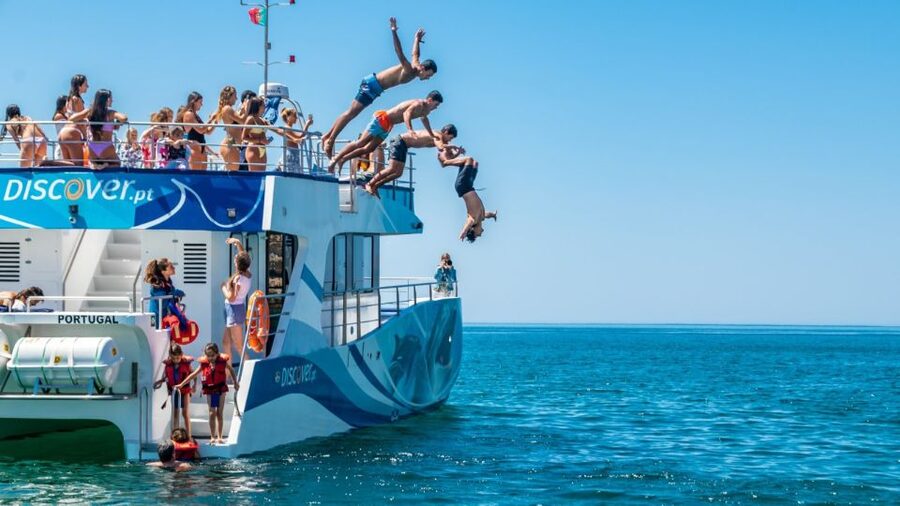 Lagos: Dolphins & Caves - Catamaran - Snack Break and Onboard Comfort You Actually Notice