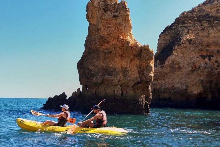 Lagos: Guided Kayak Tour - How the guided setup works, and why the support boat matters