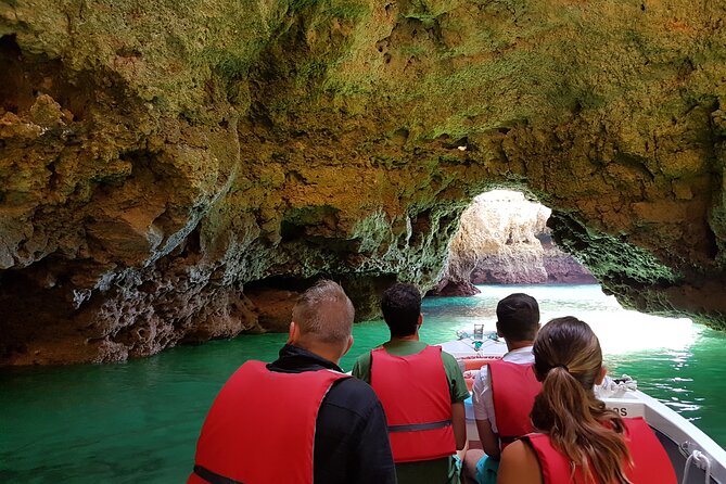 Ponta da Piedade Grotto Tour in Lagos, Algarve - Praia do Camilo by Boat, Stair Access, Shell-Filled Rock