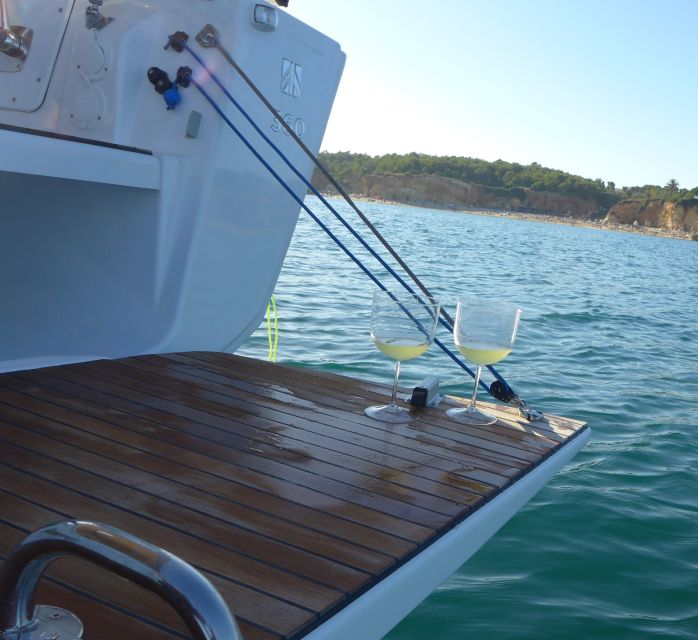 Portimão: Private Sailing Boat Tour with Local Wine - White Portuguese wine on the water: a small inclusion with big payoff