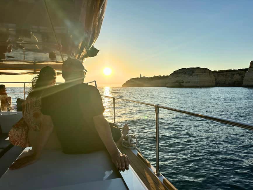 Portimao: Summer SUNSET Benagil Caves Tour | Eco Catamaran - Rugged Cliffs and Hidden Coves on the Way In and Out