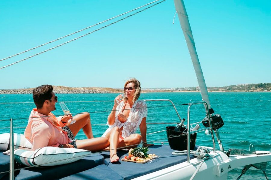 Portimao: Sunrise Luxury Sail-Yacht Cruise - Stops for swimming and the Algarve water time you actually remember